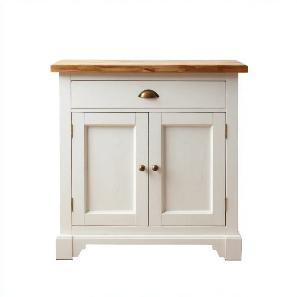 Kitchen Cabinet Wooden 80x40x80 cm - White/Natural Wood